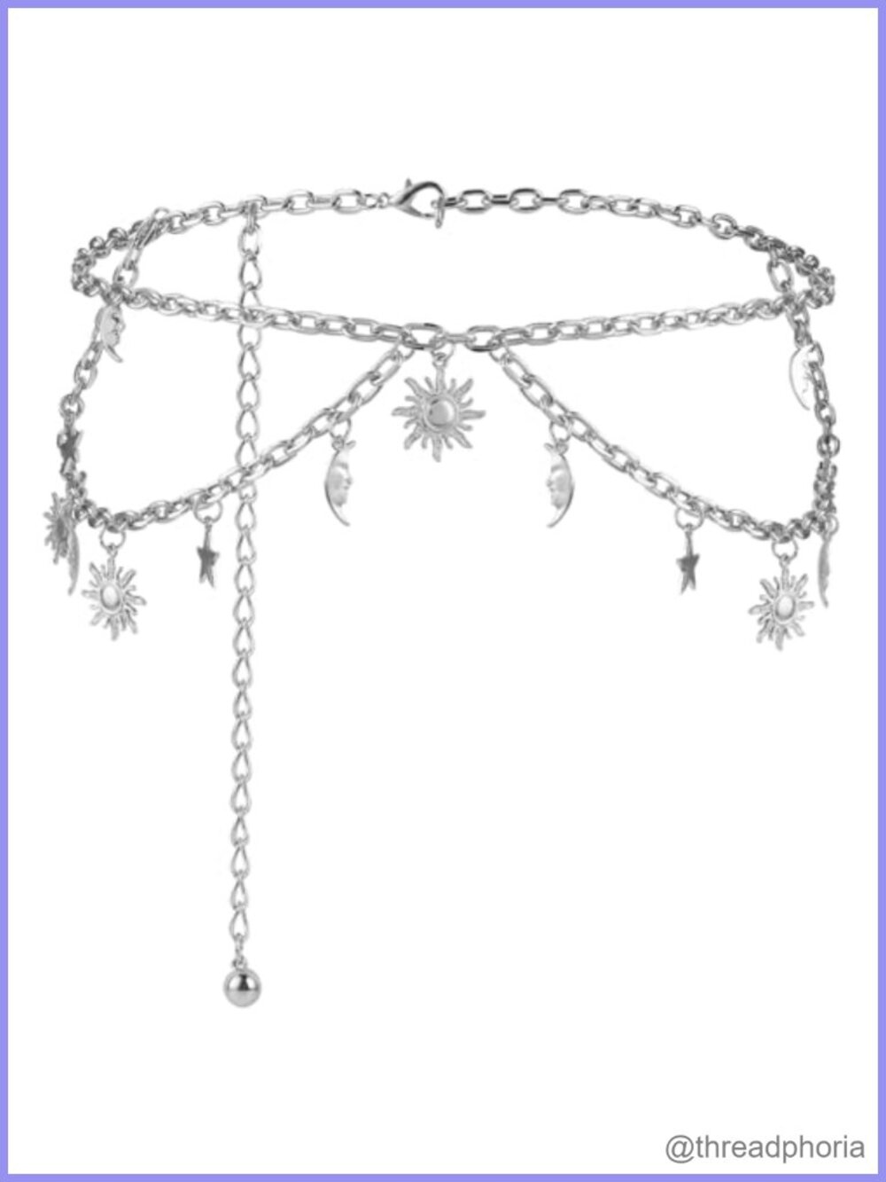 Double Layer Metal Chain Belt Moon Star Waist Chain Adjustable Dress Belt for